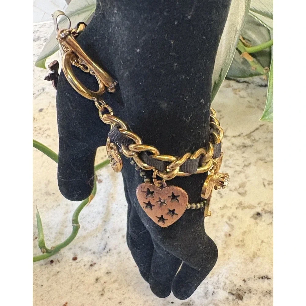 Betsey Johnson Vintage Lady Luck Cow Head Skull Horseshoe‎ Earrings & bracelet